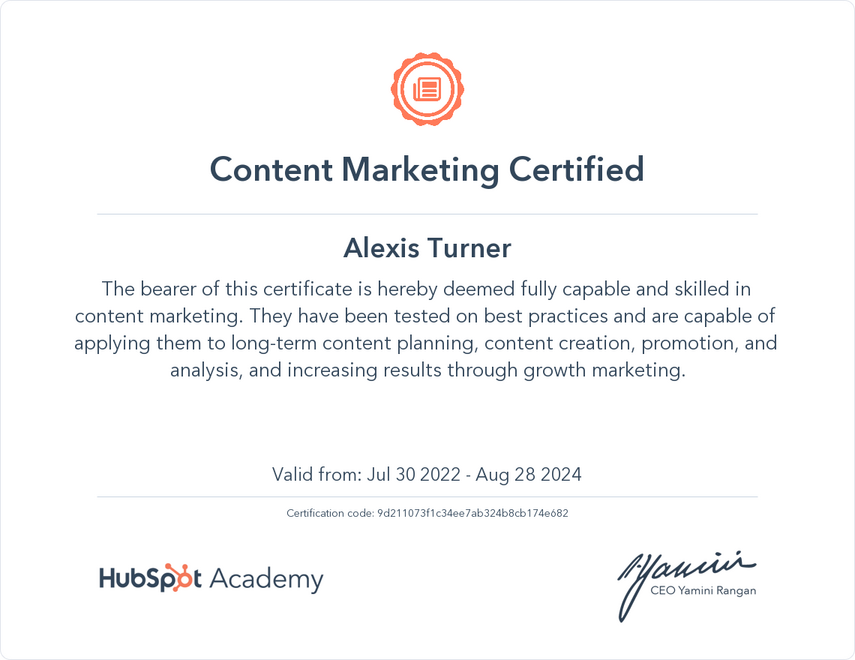 Content Marketing Certificate