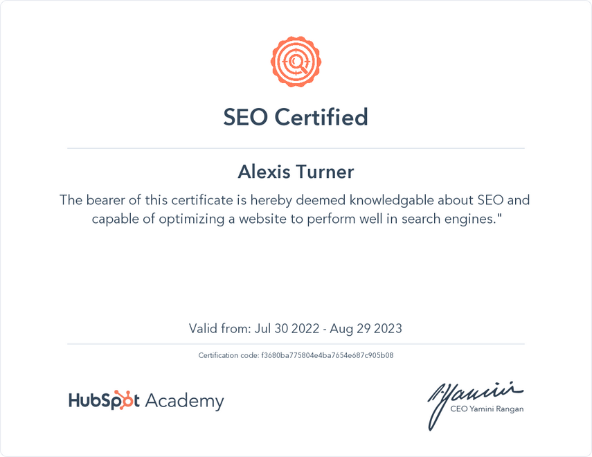 SEO Certificate
